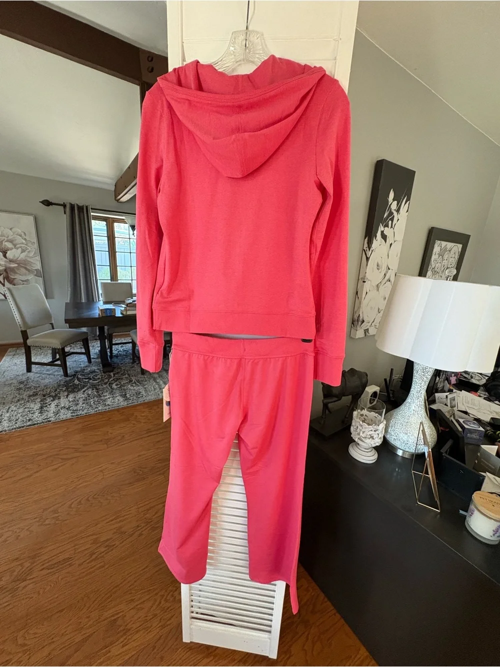 Vuori Sunset Pink Heather Zip-Up Lounge Top and Pants SMALL